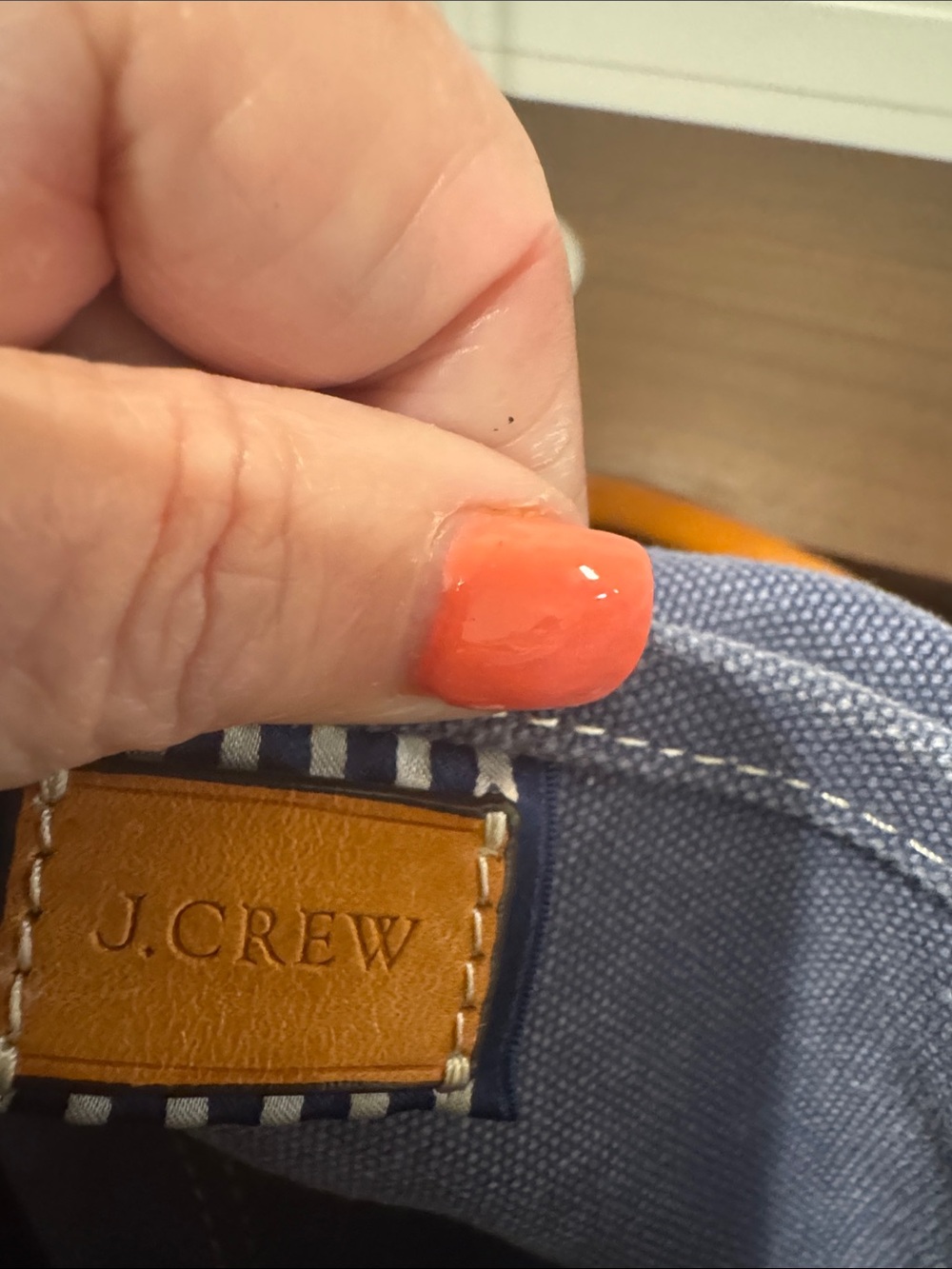 J.Crew Montauk canvas tote with Tan Leather Handles - Picture 2 of 3